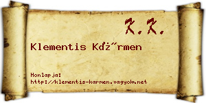 Klementis Kármen névjegykártya